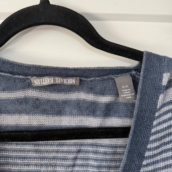 Michael Bastian Made in Italy Blue & White Stripped Light Cardigan Sz XL - Picture 3 of 5